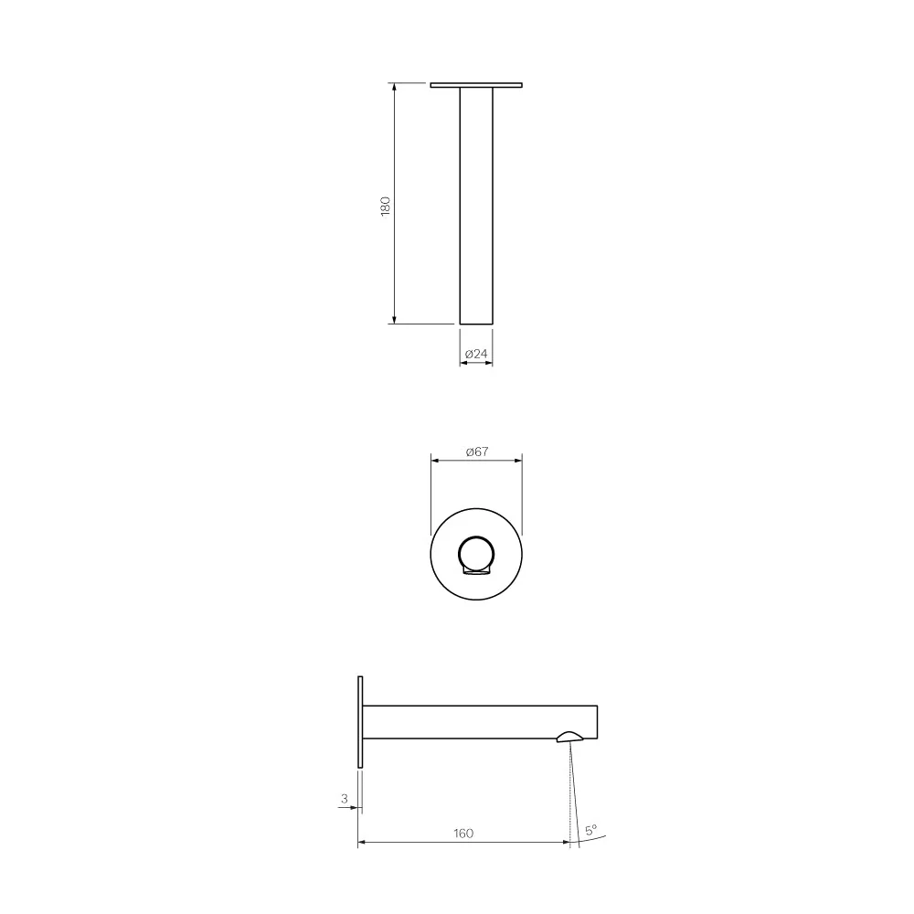 Parisi Tondo II Wall Bath Spout 160mm - Fucile - Image 2