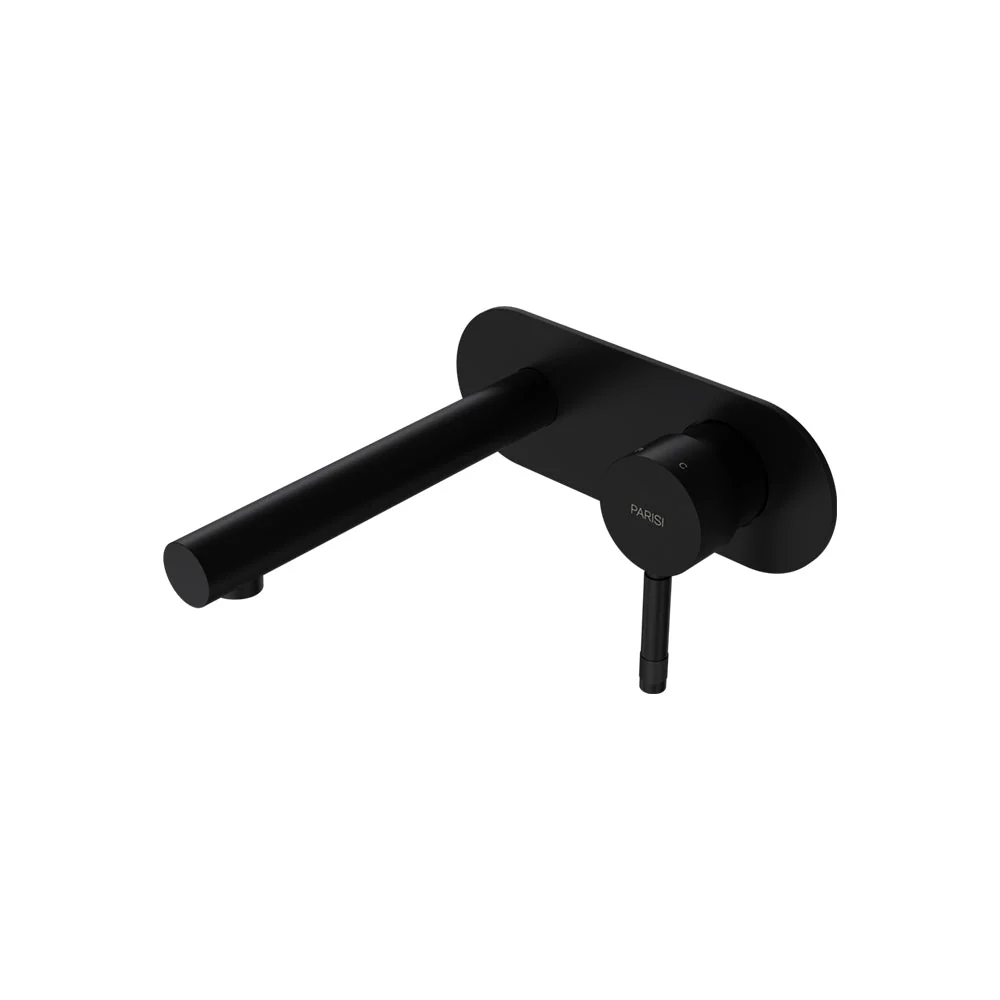 Parisi Tondo II Wall Mixer with 160mm Straight Spout on Elliptical Plate - Matt Black
