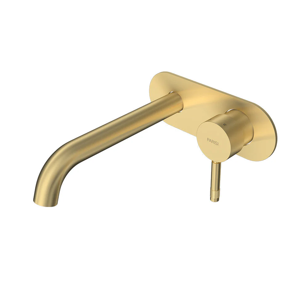 Parisi Tondo II Wall Mixer with 190mm Spout on Elliptical Plate - Brushed Brass