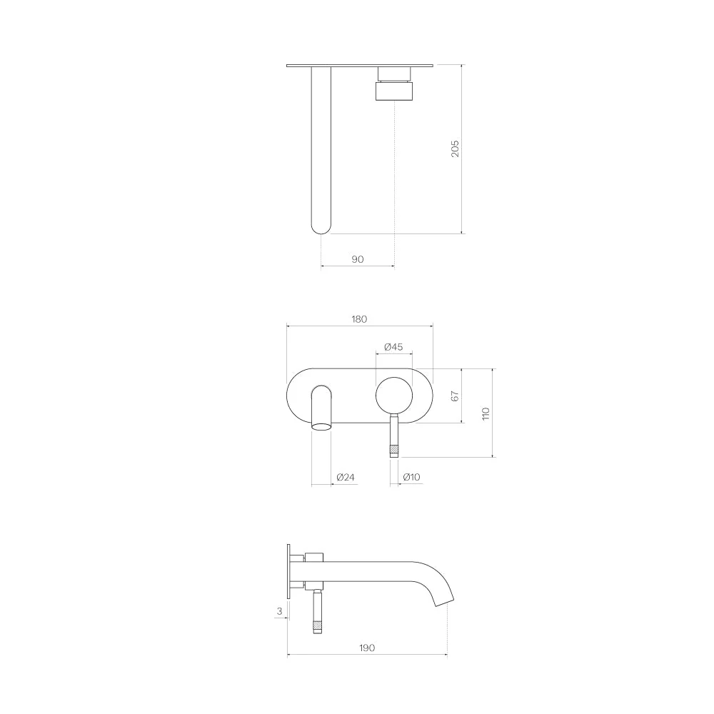 Parisi Tondo II Wall Mixer with 190mm Spout on Elliptical Plate - Brushed Nickel - Image 2