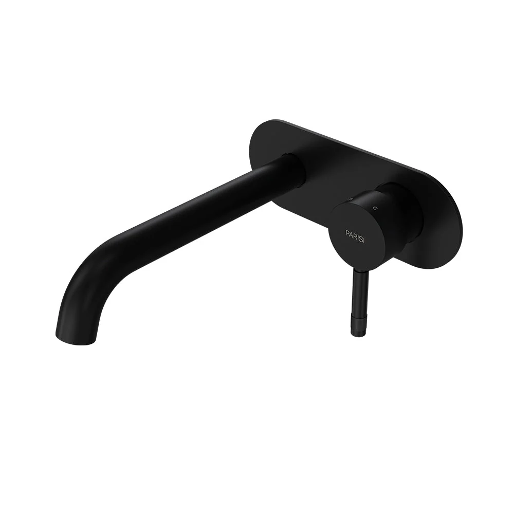 Parisi Tondo II Wall Mixer with 190mm Spout on Elliptical Plate - Matt Black