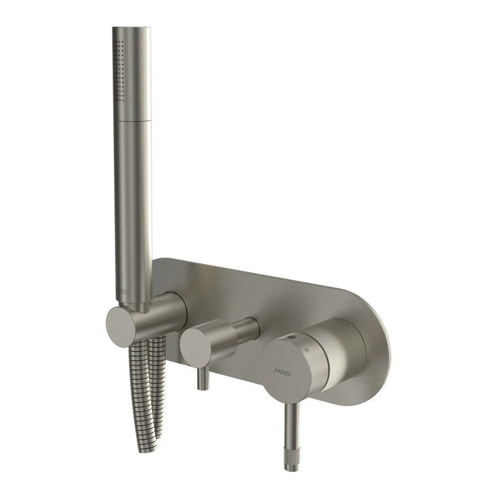 Parisi Tondo II Wall Mixer with 3-Way Diverter and Handshower - Brushed Nickel