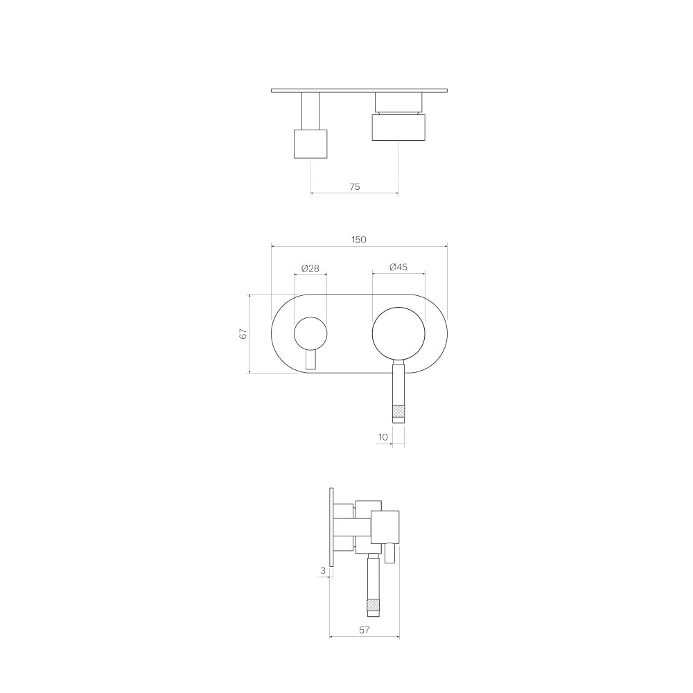 Parisi Tondo II Wall Mixer with 3-Way Diverter - Chrome - Image 2
