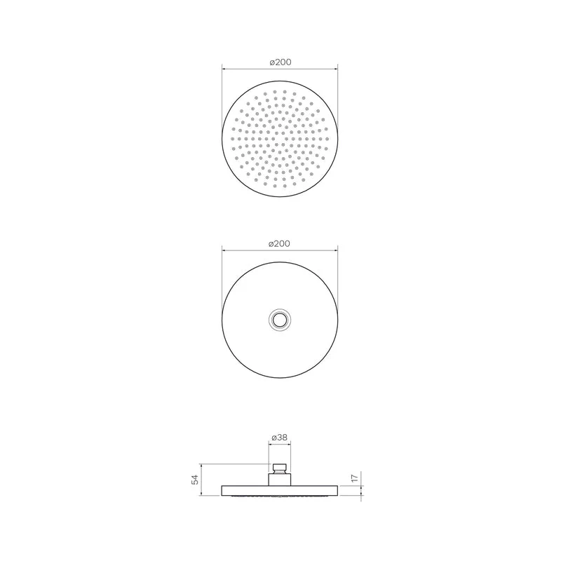 Parisi Tondo Round Shower Head 200mm ABS - Matt Black - Image 2