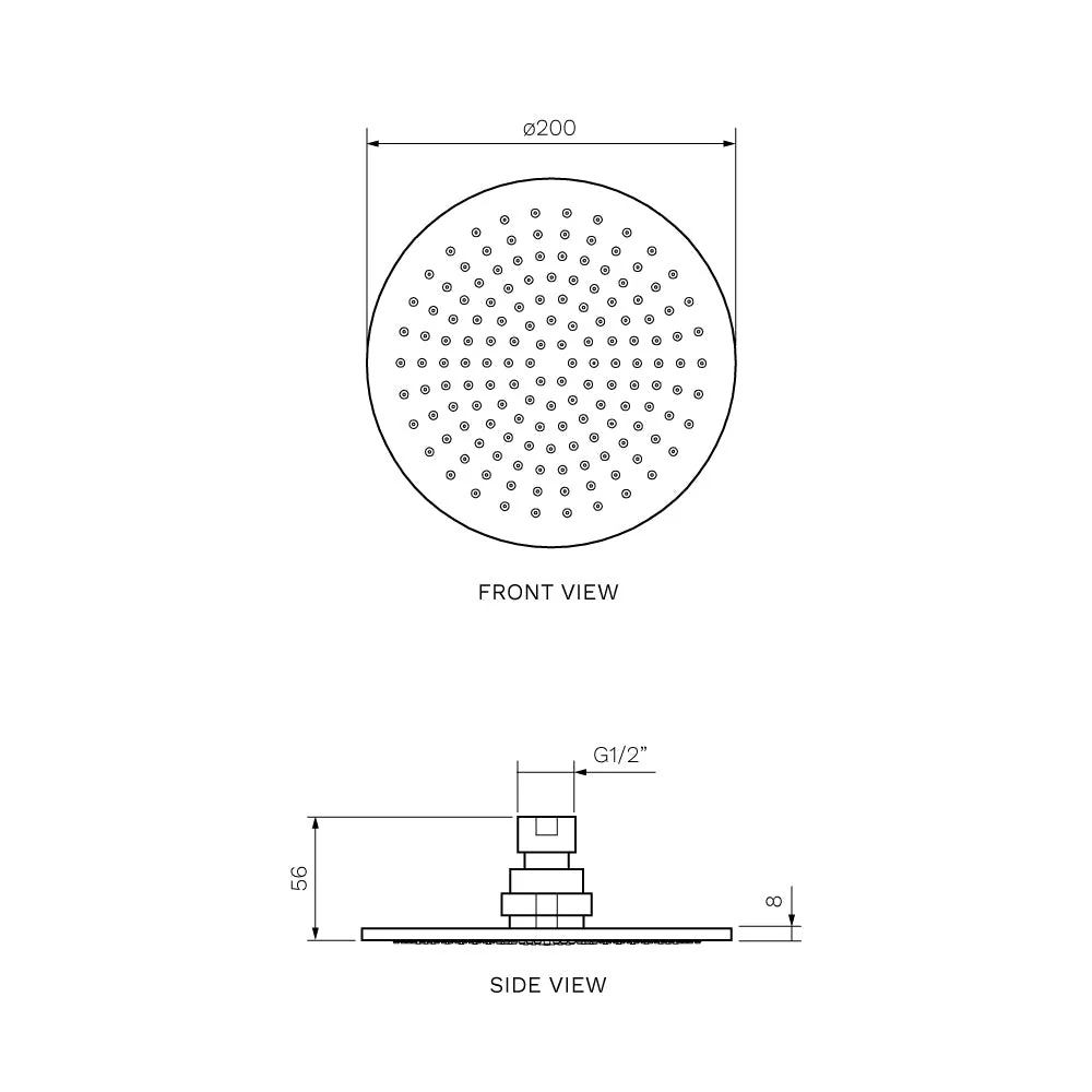 Parisi Tondo Round Shower Head 200mm (Brass) - Brushed Brass - Image 2