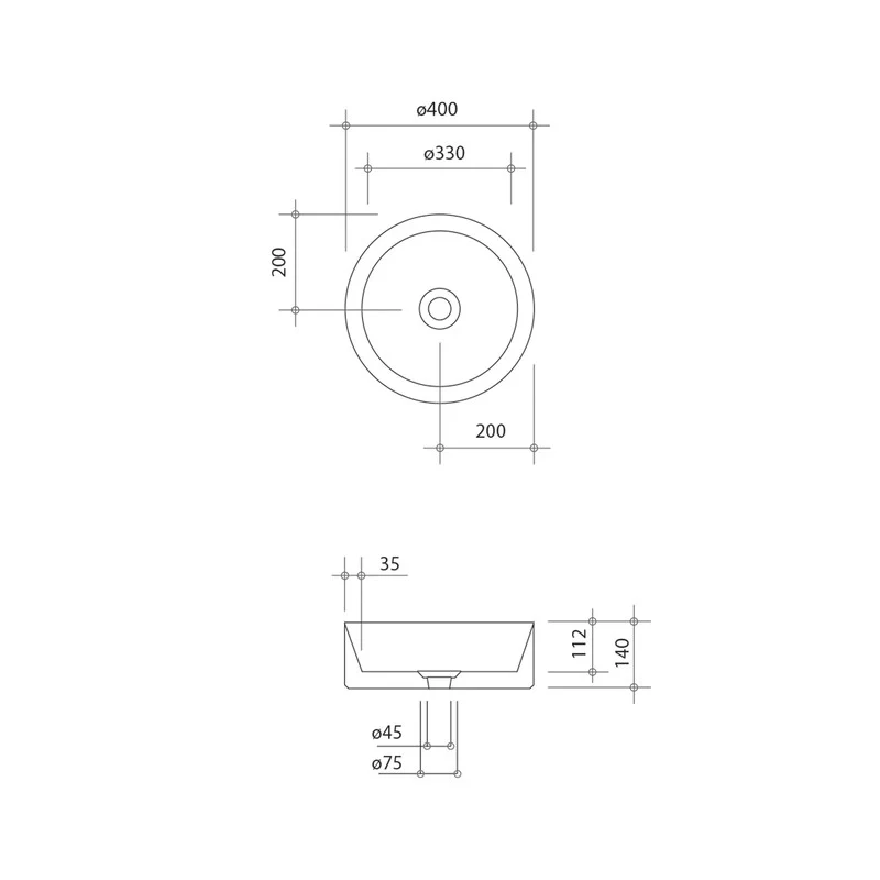Parisi Track 400mm Bench Basin - White Gloss - Image 2