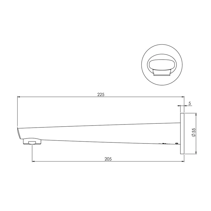 Phoenix Arlo Wall Bath Outlet 200mm - Brushed Nickel - Image 2
