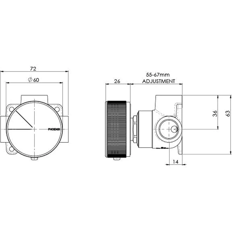 Phoenix Axia Shower / Wall Mixer - Black Matte - Image 2