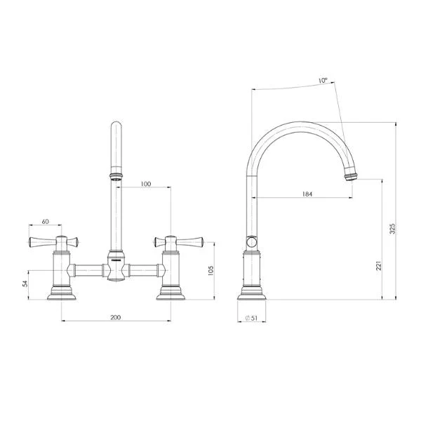 Phoenix Cromford Exposed Sink Set - Brushed Gold - Image 2
