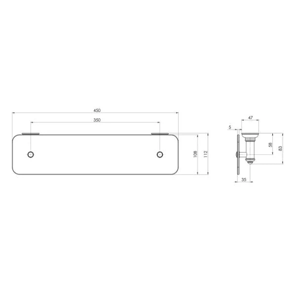 Phoenix Cromford Glass Shelf 450mm - Chrome - Image 2