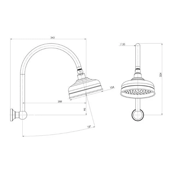 Phoenix Cromford High-Rise Shower Arm and Rose - Chrome - Image 2