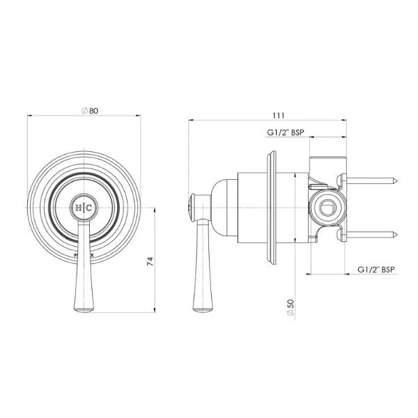 Phoenix Cromford Shower / Wall Mixer - Brushed Nickel - Image 2