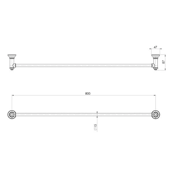 Phoenix Cromford Single Towel Rail 800mm - Brushed Gold - Image 2
