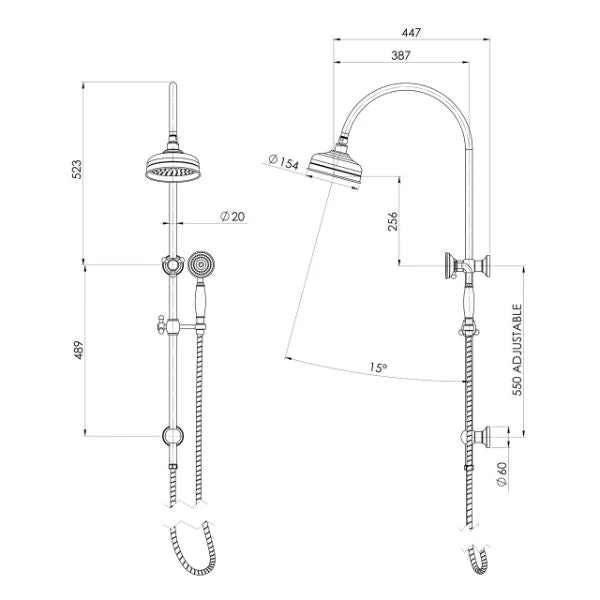 Phoenix Cromford Twin Shower - Brushed Gold - Image 2