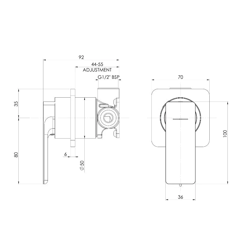 Phoenix Gloss MKII SwitchMix Shower / Wall Mixer - Brushed Nickel - Image 2