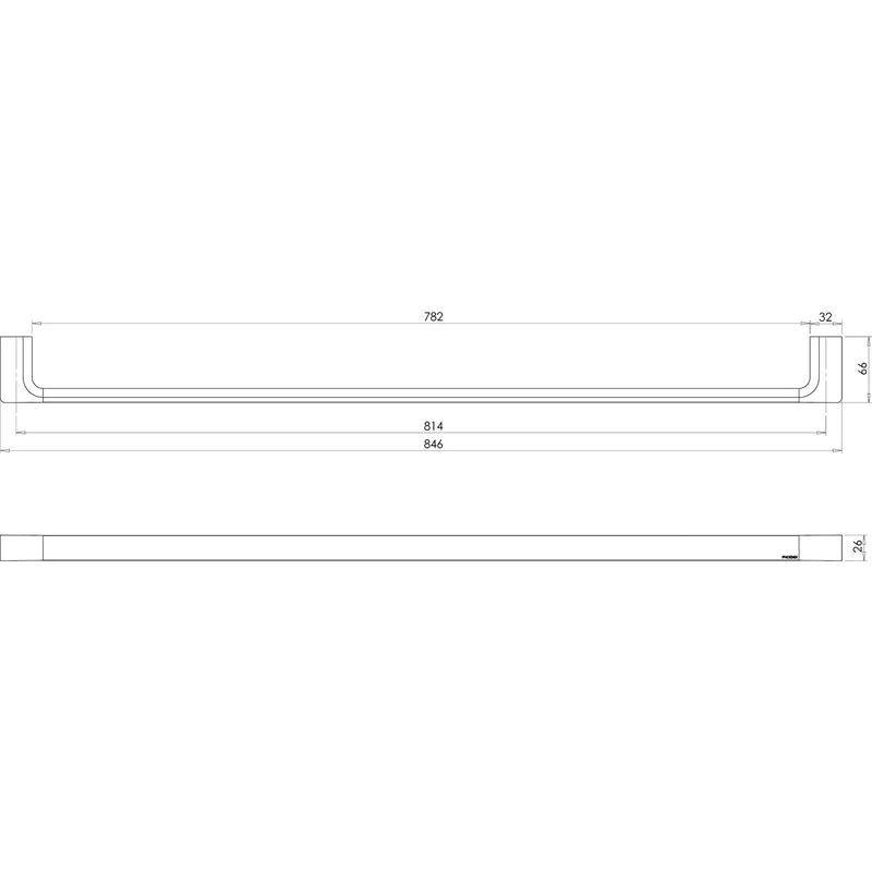 Phoenix Gloss Single Towel Rail 800mm - Chrome - Image 2