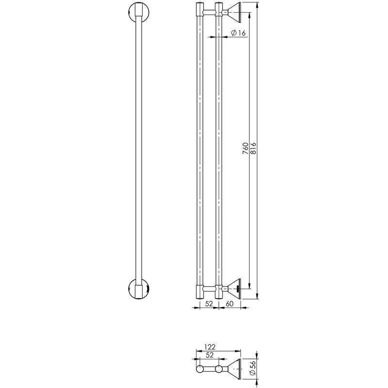 Phoenix Ivy Double Towel Rail 760mm - Chrome - Image 2