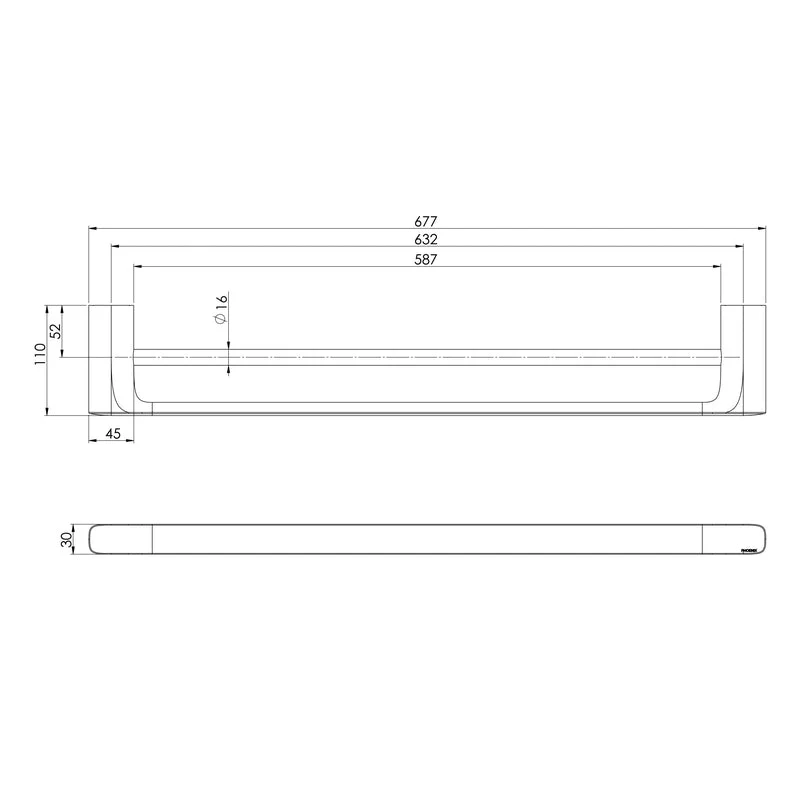 Phoenix Nuage Double Towel Rail 600mm - Brushed Carbon - Image 2