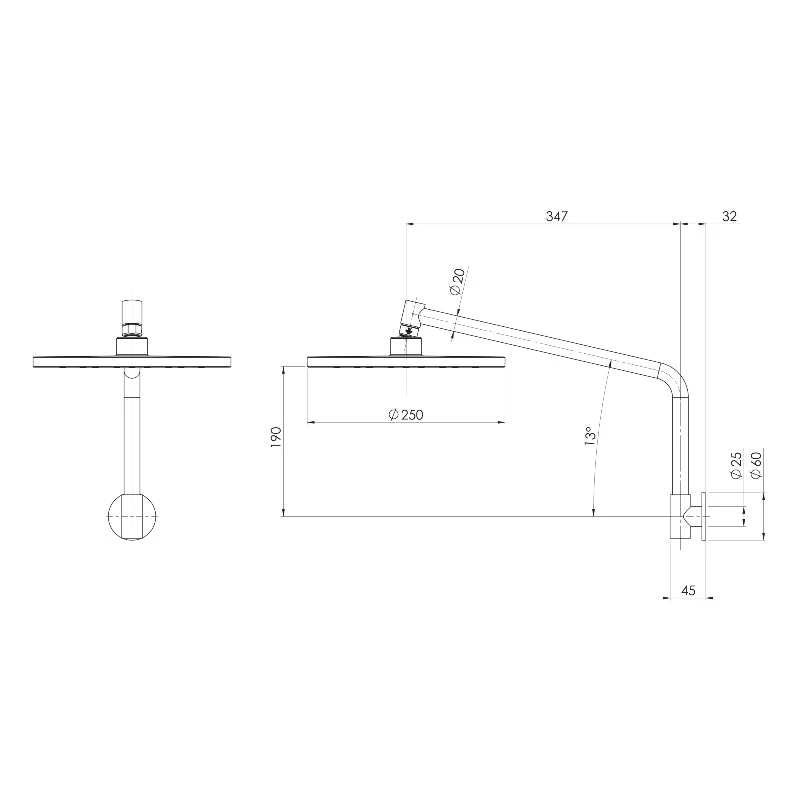 Phoenix Ormond High-Rise Shower Arm and Rose - Brushed Gold - Image 2