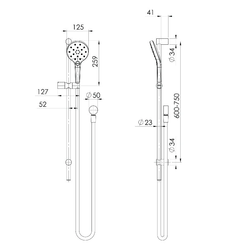 Phoenix Ormond Rail Shower - Brushed Carbon - Image 2