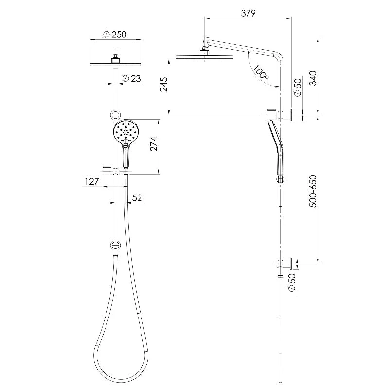 Phoenix Ormond Twin Shower - Brushed Gold - Image 2