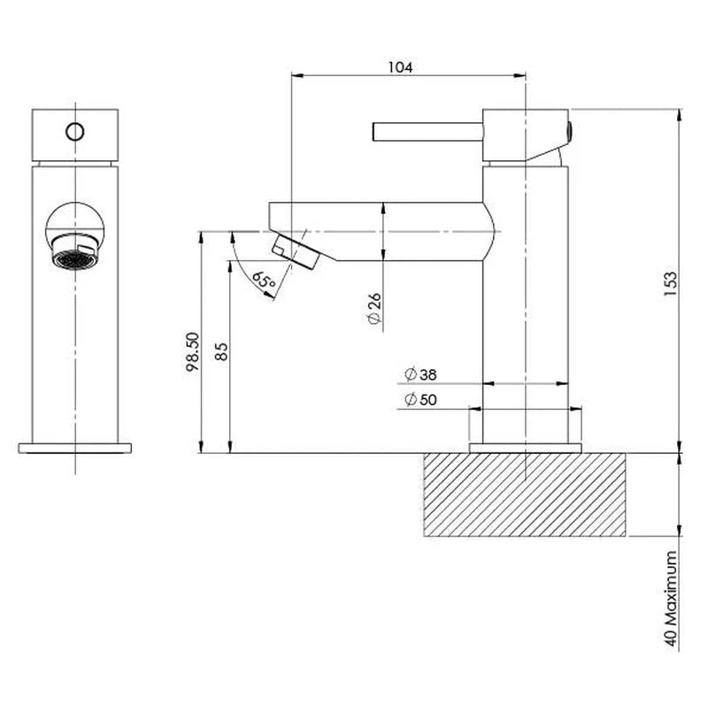 Phoenix Pina Basin Mixer Tap - Black Matte - Image 2