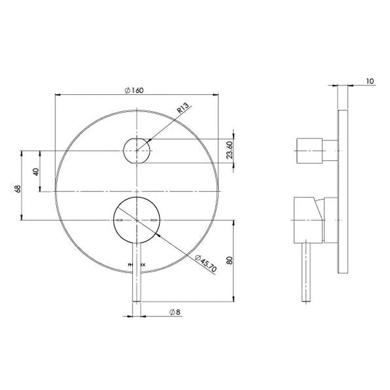 Phoenix Pina Shower / Bath Diverter Mixer Trim Kit Only - Brushed Nickel - Image 2