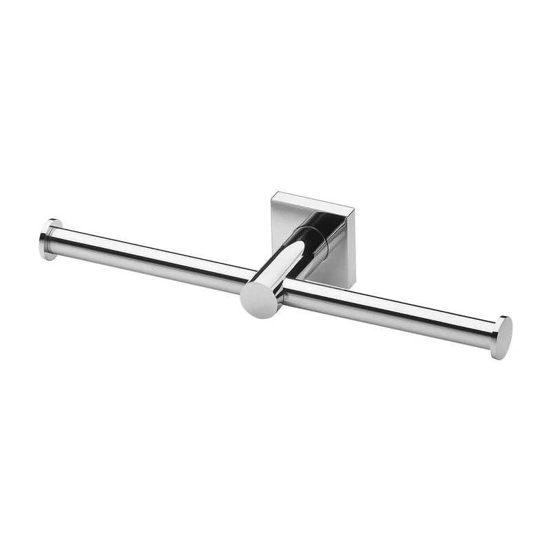 Phoenix Radii Double Toilet Roll Holder Square Plate - Chrome