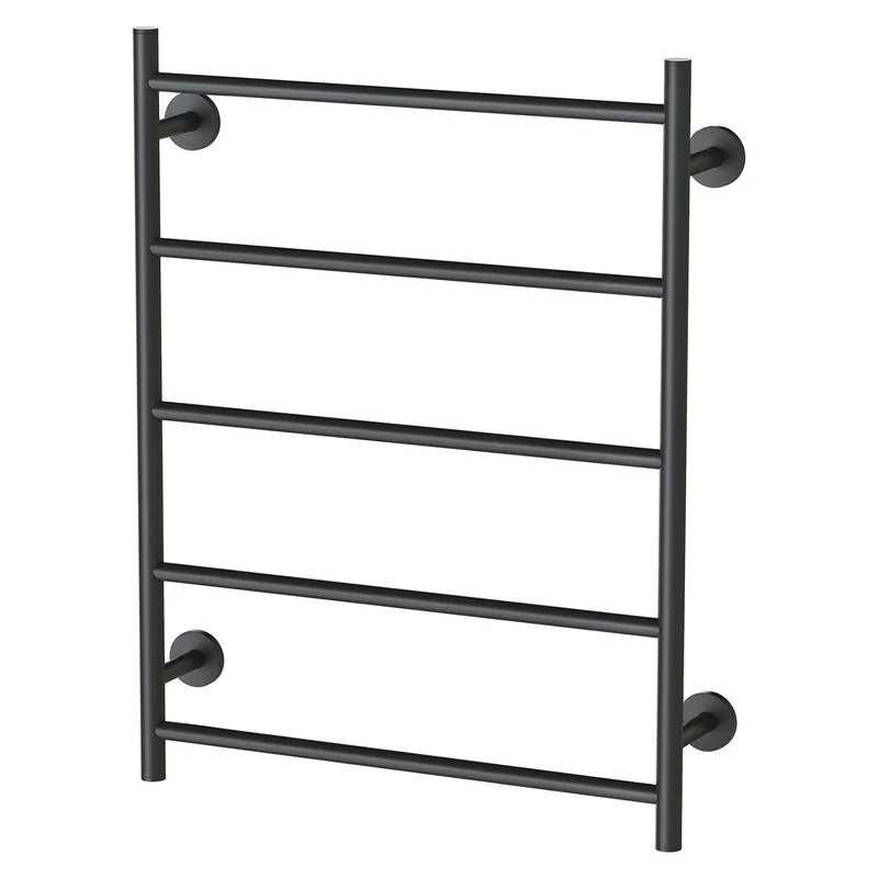 Phoenix Radii Heated Towel Ladder 550 x740mm Round Plate - Black Matte