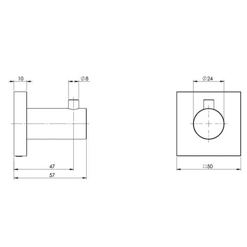 Phoenix Radii Robe Hook Square Plate - Chrome - Image 2