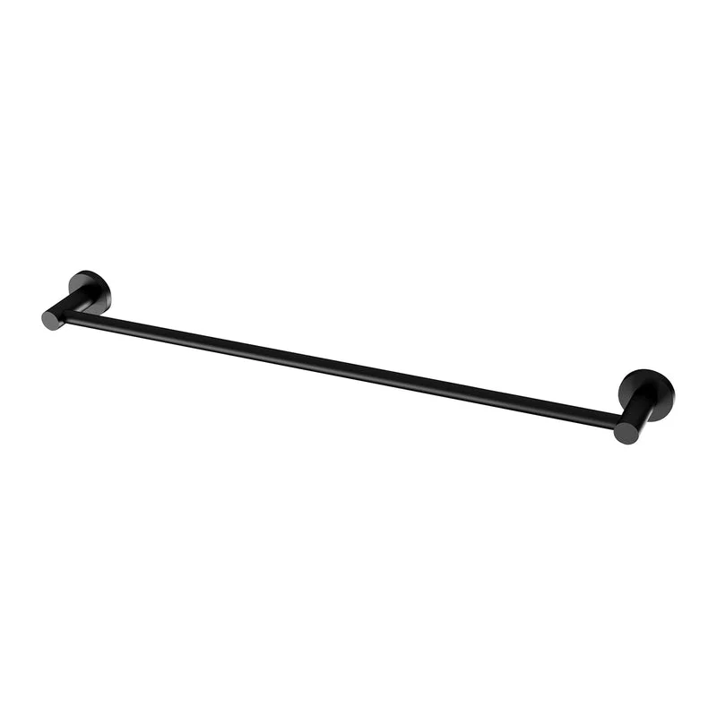 Phoenix Radii Single Towel Rail 600mm Round Plate - Black Matte