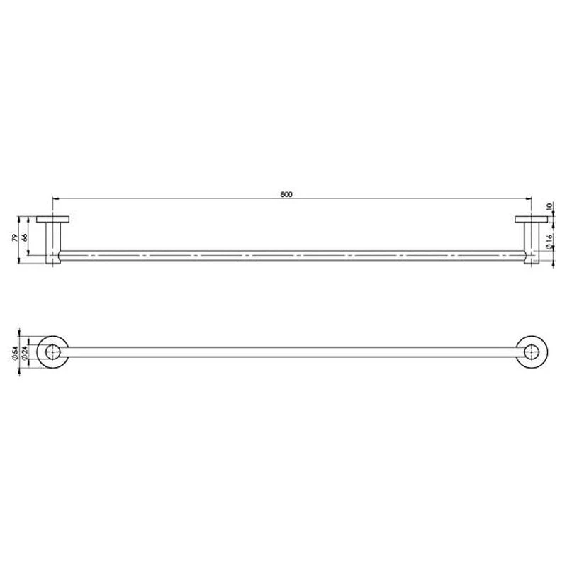 Phoenix Radii SS 316 Single Towel Rail 800mm Round Plate - Stainless Steel - Image 2