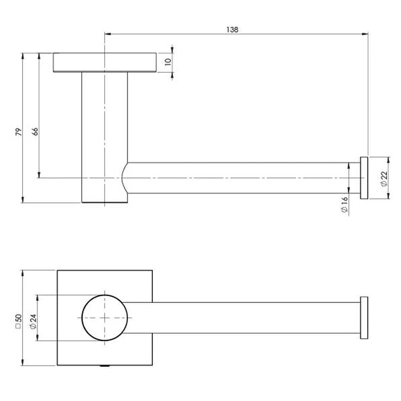 Phoenix Radii Toilet Roll Holder Square Plate - Brushed Nickel - Image 2