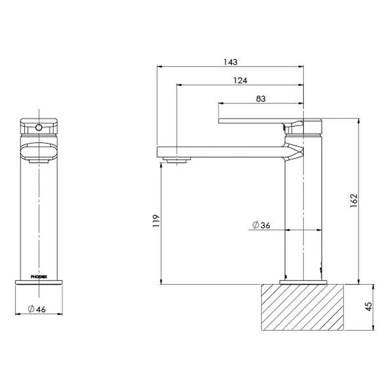 Phoenix Teel Basin Mixer - Brushed Nickel - Image 2