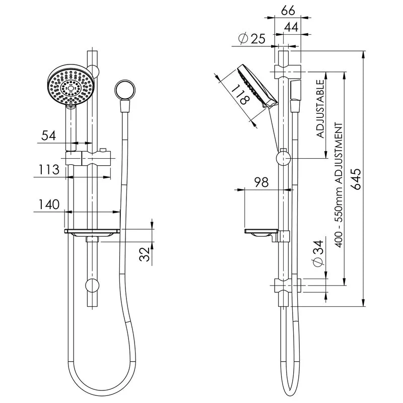Phoenix Vivid Rail Shower - Black Matte - Image 2