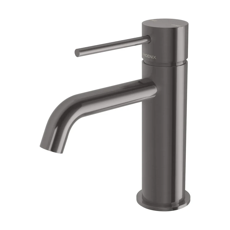 Phoenix Vivid Slimline Basin Mixer Curved Outlet - Brushed Carbon
