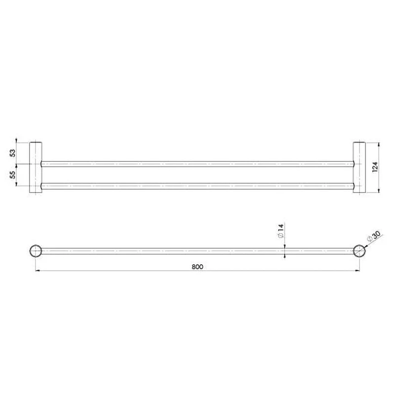 Phoenix Vivid Slimline Double Towel Rail 800mm - Brushed Carbon - Image 2