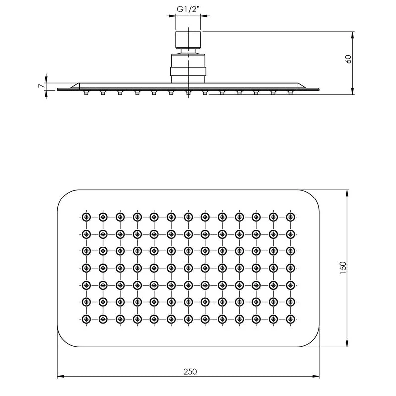 Phoenix Vivid Slimline Shower Rose / Shower Head 250x150mm Slimline Rectangle - Stainless Steel - Image 2