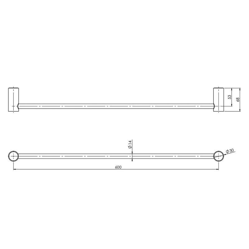 Phoenix Vivid Slimline Single Towel Rail 600mm - Brushed Carbon - Image 2