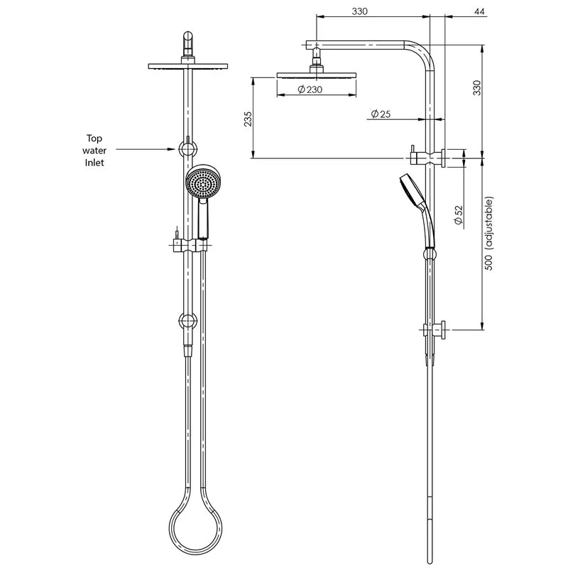 Phoenix Vivid Slimline Twin Shower - Brushed Nickel - Image 2