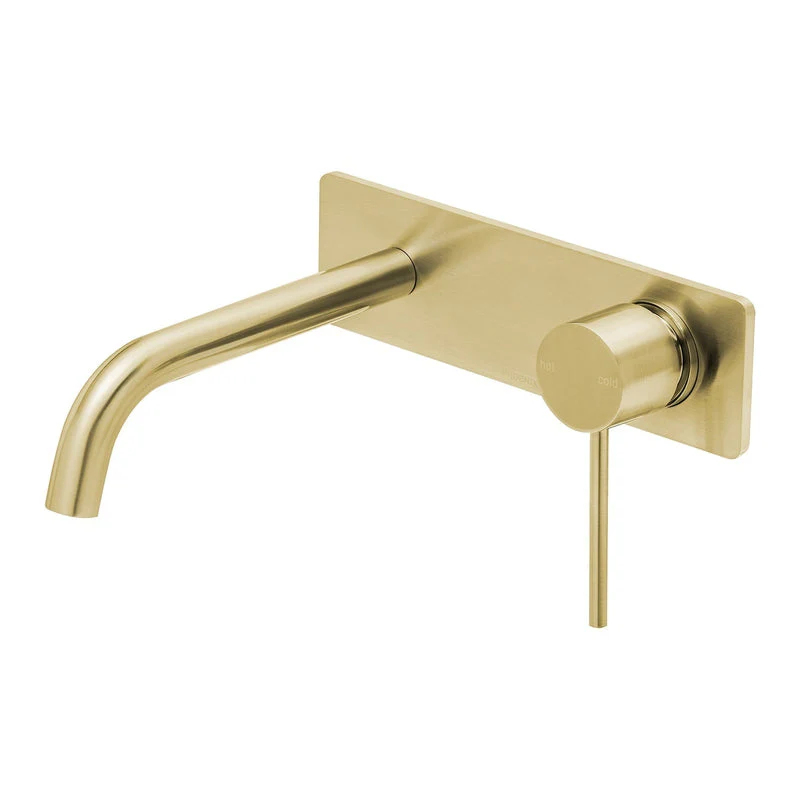 Phoenix Vivid Slimline Wall Basin Mixer Set 180mm Curved - Brushed Gold