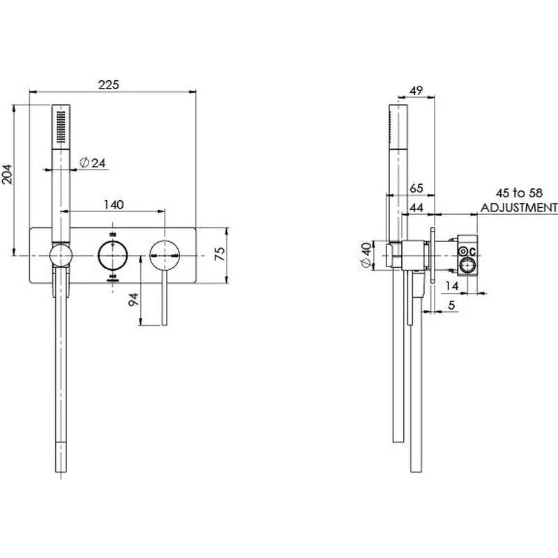 Phoenix Vivid Slimline Wall Shower System - Brushed Carbon - Image 2
