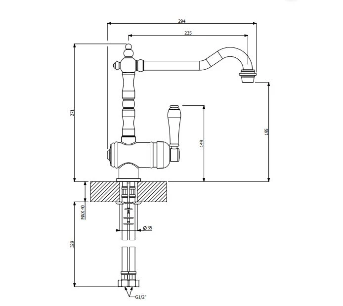 Provincial Single lever kitchen mixer - Bronze - Image 2