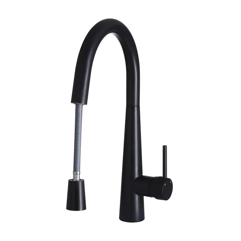 Meir Round Pull Out Kitchen Sink Mixer Tap - Black Matte - Image 5