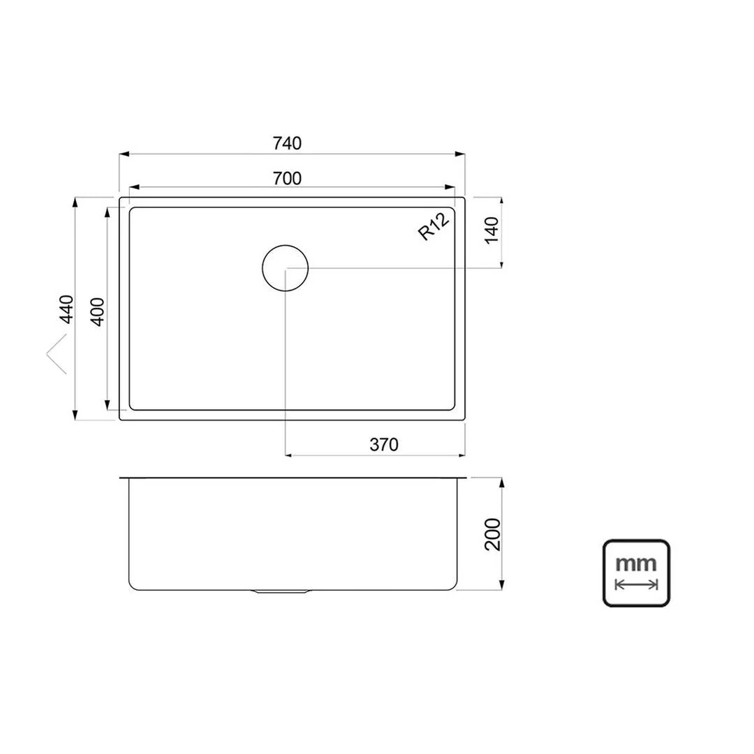 Linsol Quadrum 66L Sink - Brushed Stainless - Image 2