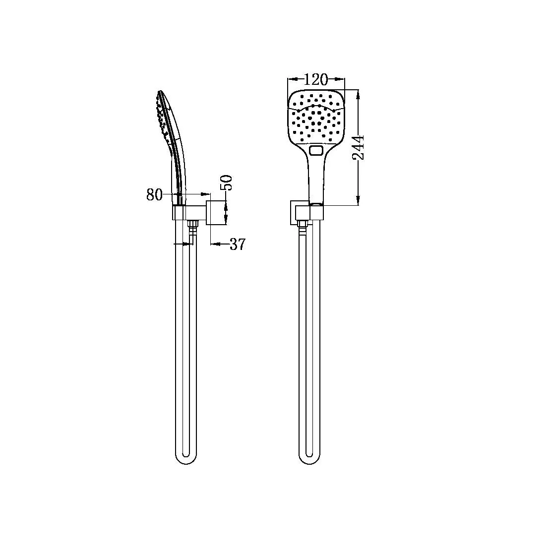 Nero Rain Square 3 Function Shower On Bracket - Chrome - Image 2