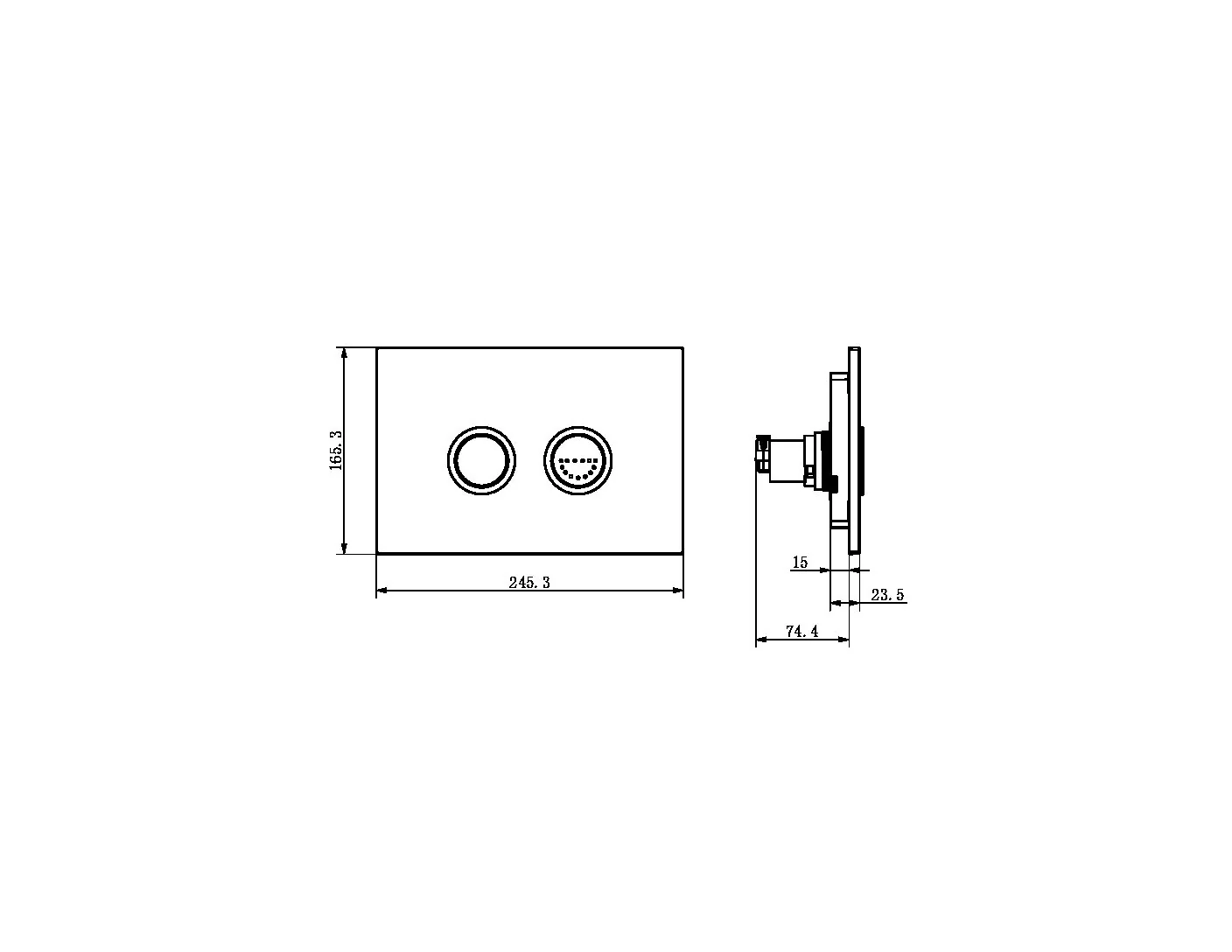 Nero Raised Disabled Care Pneumatic Flush Buttons Plate DDA Compliant - Black Matte - Image 2
