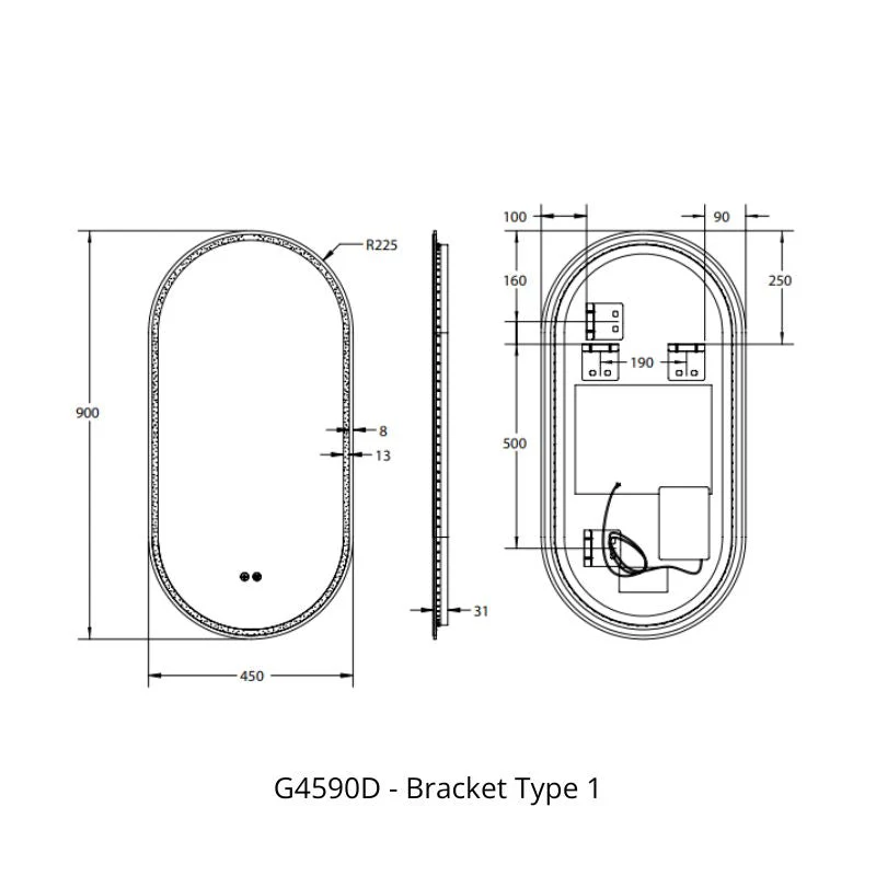 Remer Gatsby 450mm LED Mirror with Demister - Image 9