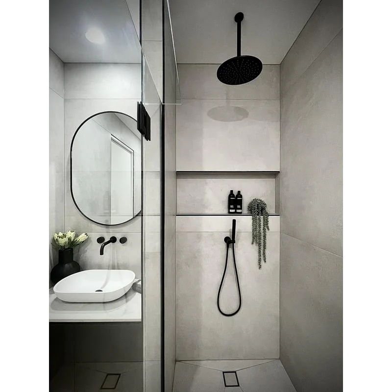 Meir Round Ceiling Shower Arm 300mm - Black Matte - Image 2