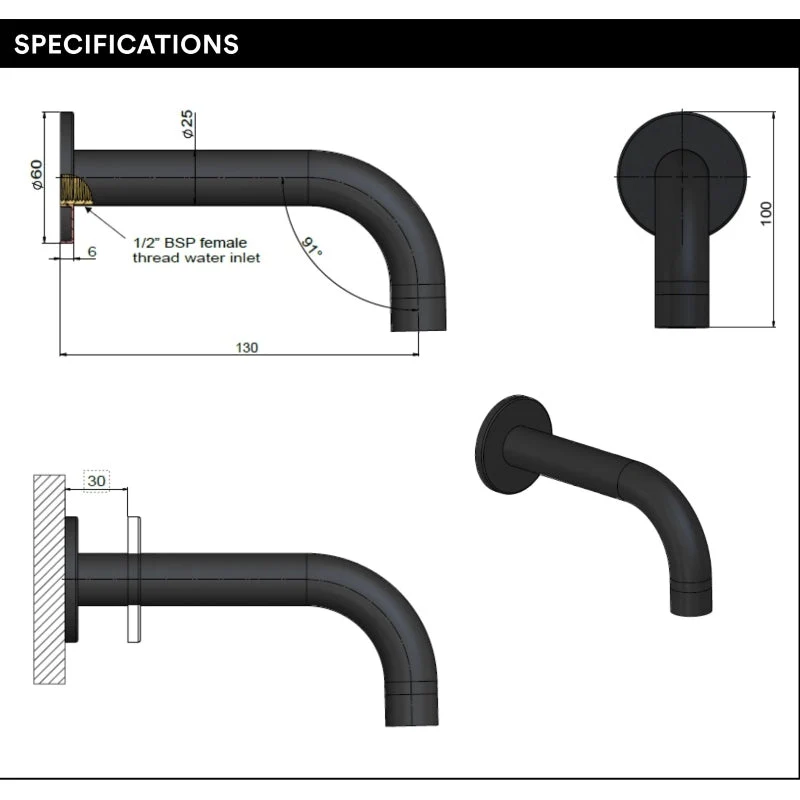 Meir Universal Round Curved Spout 130mm - Lustre Bronze - Image 6